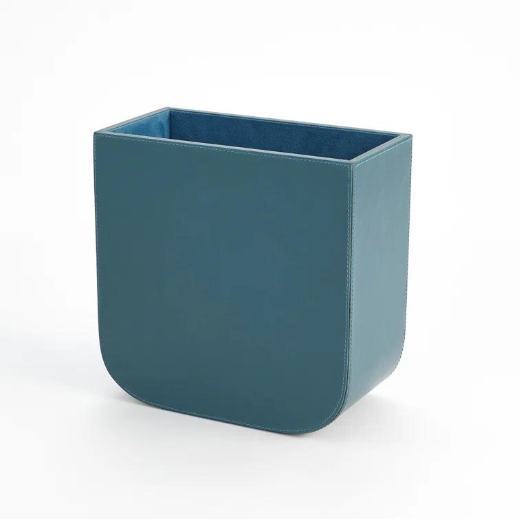 Global Views Radius Edge Leather Wastebasket