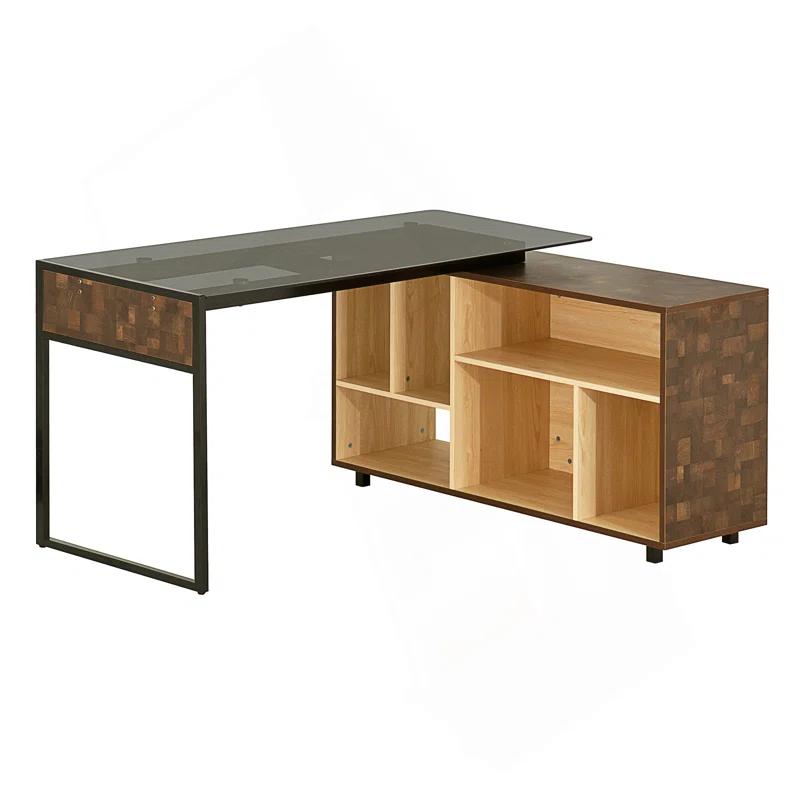 17 Stories L-Shape Corner Desk With Multiple Storage