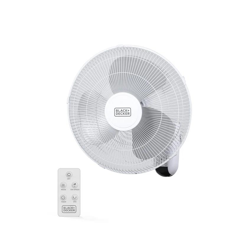 BLACK+DECKER BFP Series BLACK+DECKER 16" Wall Fan with Remote Control, Oscillating Fan with 3 Speed Settings
