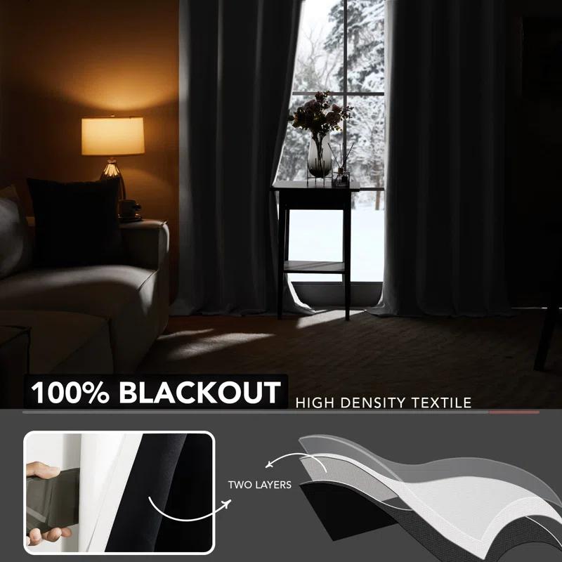 Deconovo Deconovo 100 Percent Blackout with Liner Grommet Curtain Panel Pair (Set of 2)