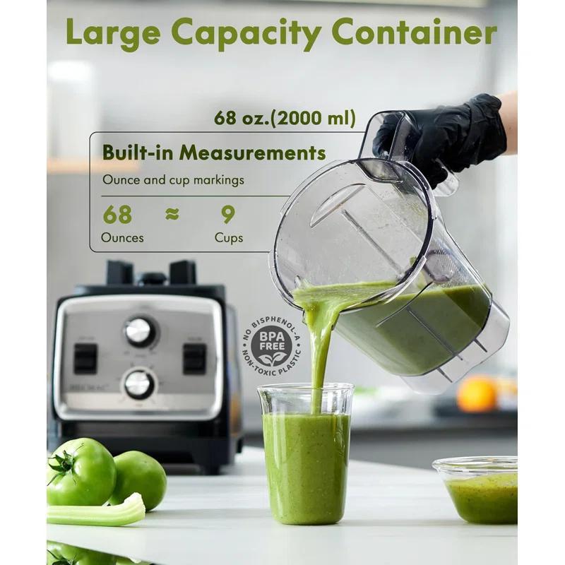 INKEDZ 3-Peak HP Blender - 2200W Max/1400W Rated, 68oz BPA-Free Pitcher, Easy to Use, Self-Clean, Tamper - Smoothies, Ice Crush, Frozen Drinks, Food Prep - Home & Commercial, 110V