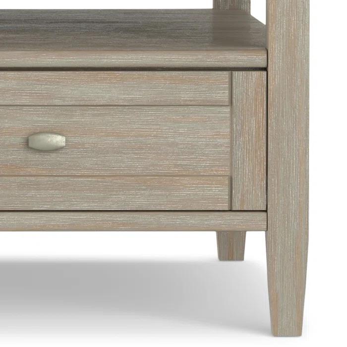 Simpli Home Warm Shaker 36"W Solid Wood Square Coffee Table with Two Drawers and Open Shelf