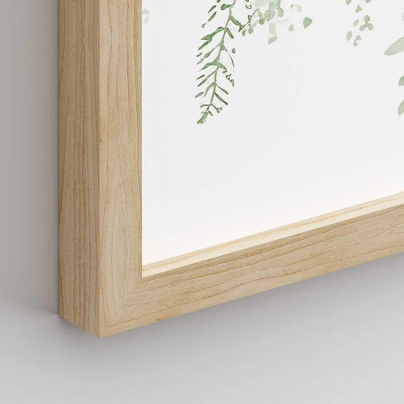 IDEA4WALL Minimal Botanical " IDEA4WALL Framed Pastel Green Forest Leaf Variety Wall Art, Set Of 4 Nature Wilderness Wall Decor Prints, Botanical Floral Wall Decor For Living Room, Bedroom " 4 - Pieces