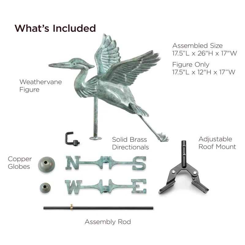 Good Directions Heron 26'' H Metal Animals Weathervane