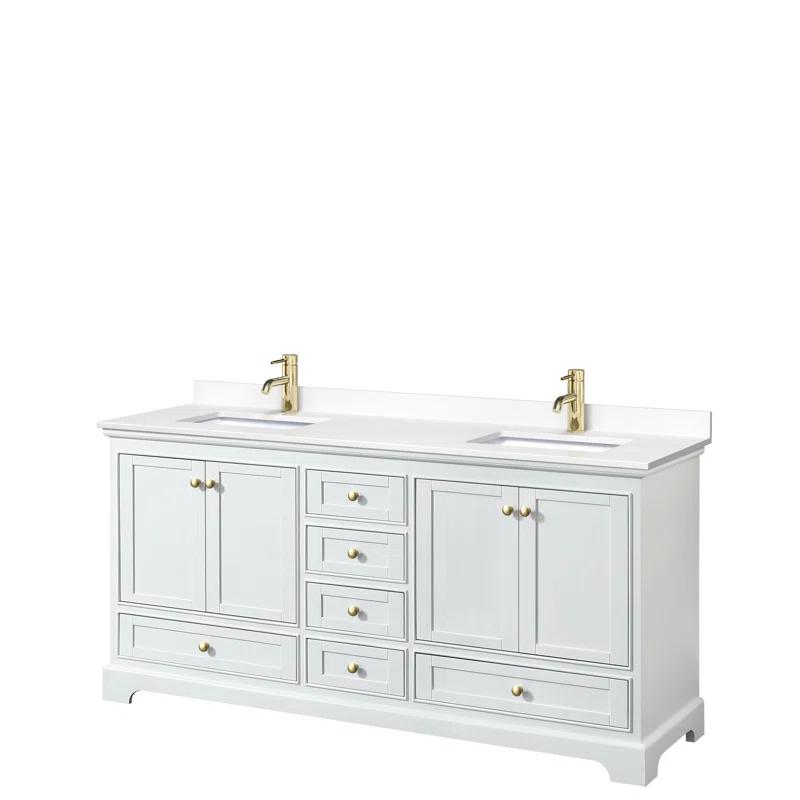 Wyndham Collection Deborah 72'' Double Bathroom Vanity with Marble Top