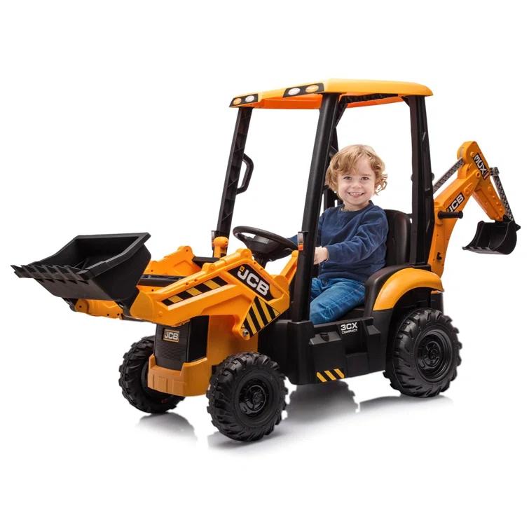 Hetoy 4 In 1 Ride On Excavator, 12V Battery Powered Electric Vehicle For Kids With Remote Control