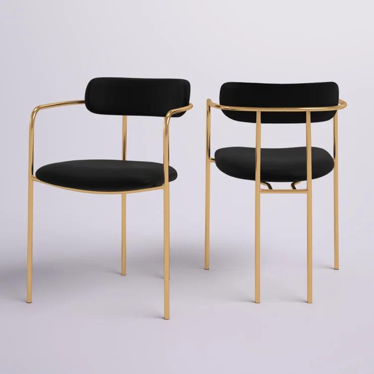 Etta Avenue™ Bellatrix 18'' H Velvet Upholstered Metal Armchair (Set of 2)