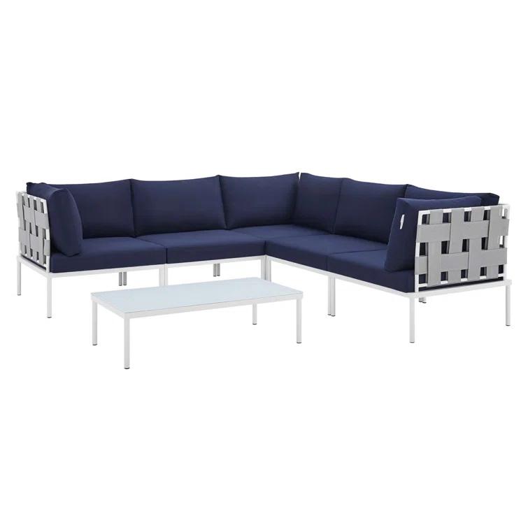Carmine 6 Piece Outdoor Patio Aluminum Sectional Sofa Set