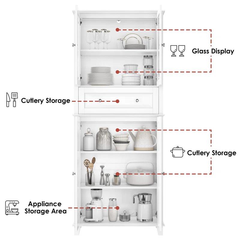 76'' Kitchen Pantry Storage Cabinet