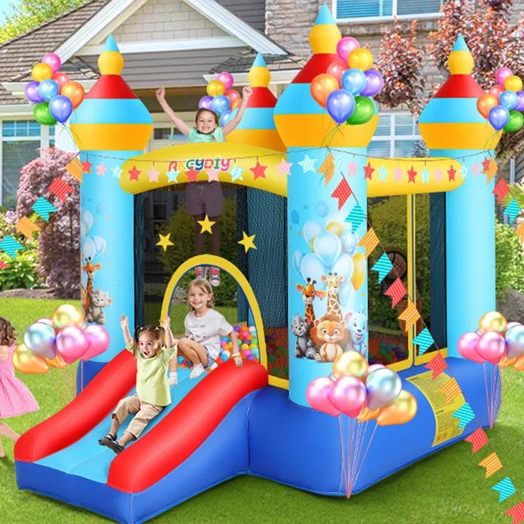 Ancheer 9ft x 6ft Animal Inflatable Bounce House for Kids, Inflatable Bouncy Castle with Blower, Jumping House with Slide/Pitching Game, Indoor Outdoor Toddler Kids Party