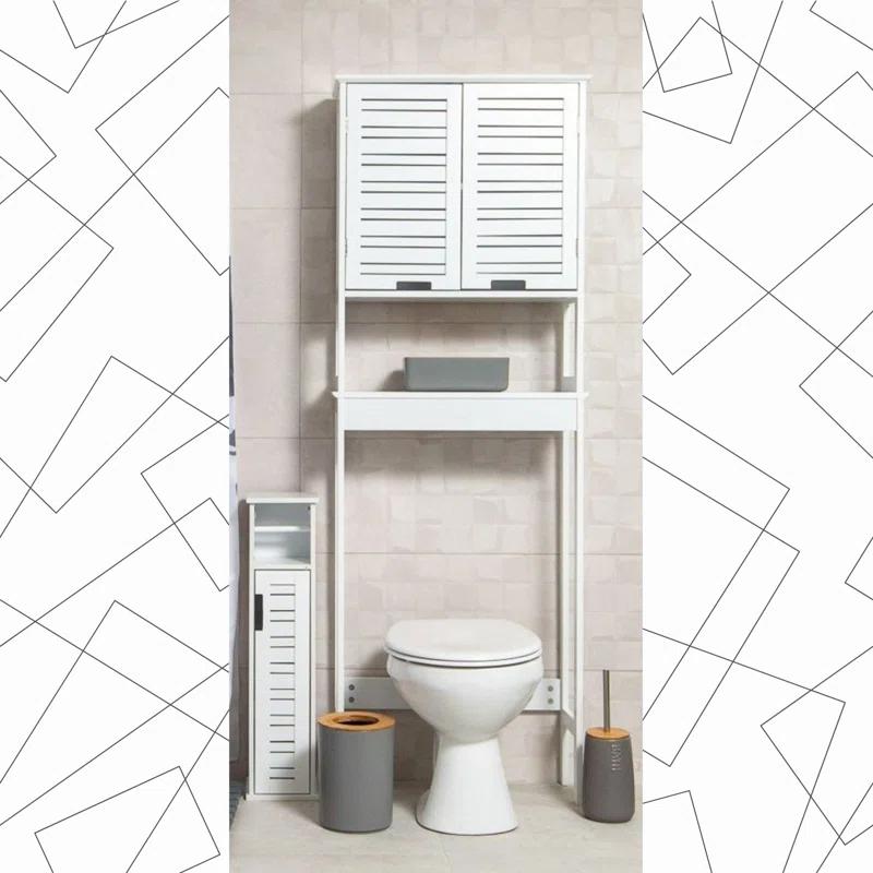 Evideco Miami White Toilet Paper Storage Cabinet with Dispenser, Compact