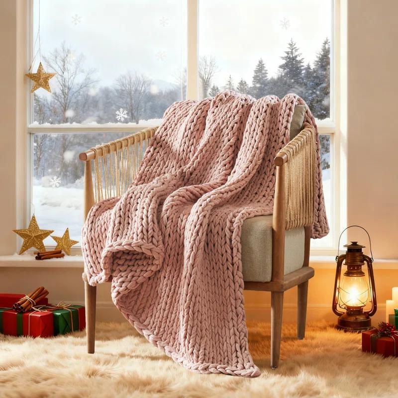 Kelly Clarkson Home Madison Hand Made Chunky Double Knit Throw Blanket