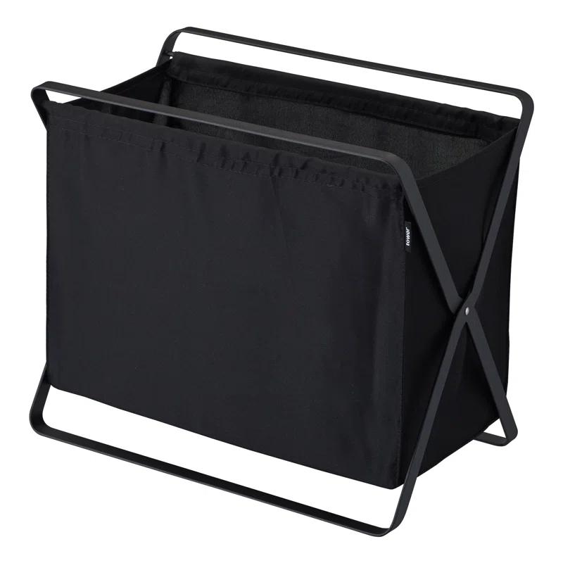 Yamazaki Home Laundry Basket - Foldable Storage Hamper Organizer, Steel, 10.9 gallons, Handles