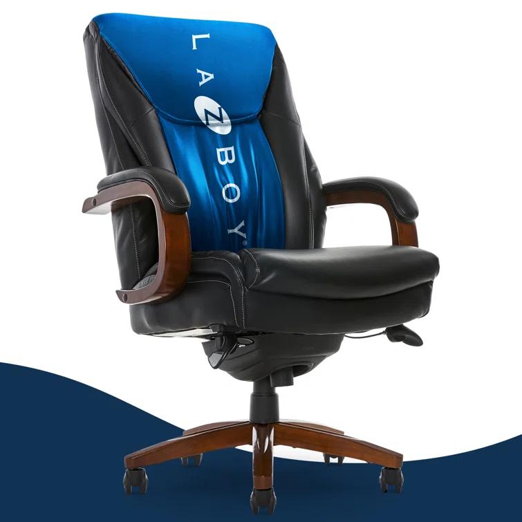 La-Z-Boy La-Z-Boy Edmonton Big & Tall Executive Office Chair, ComfortCore with Memory Foam Cushions, Real Wood Arms and Base, Waterfall Seat Edge, Bonded Leather