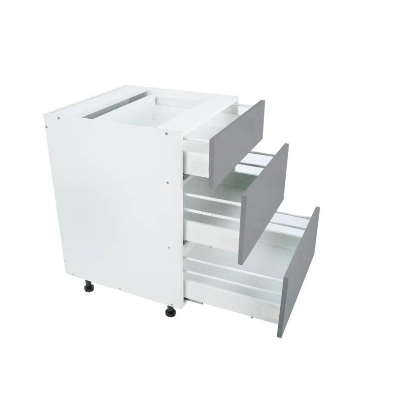 Cambridge Ready to assemble Matte Gray Base Kitchen Cabinet, 3 Drawer