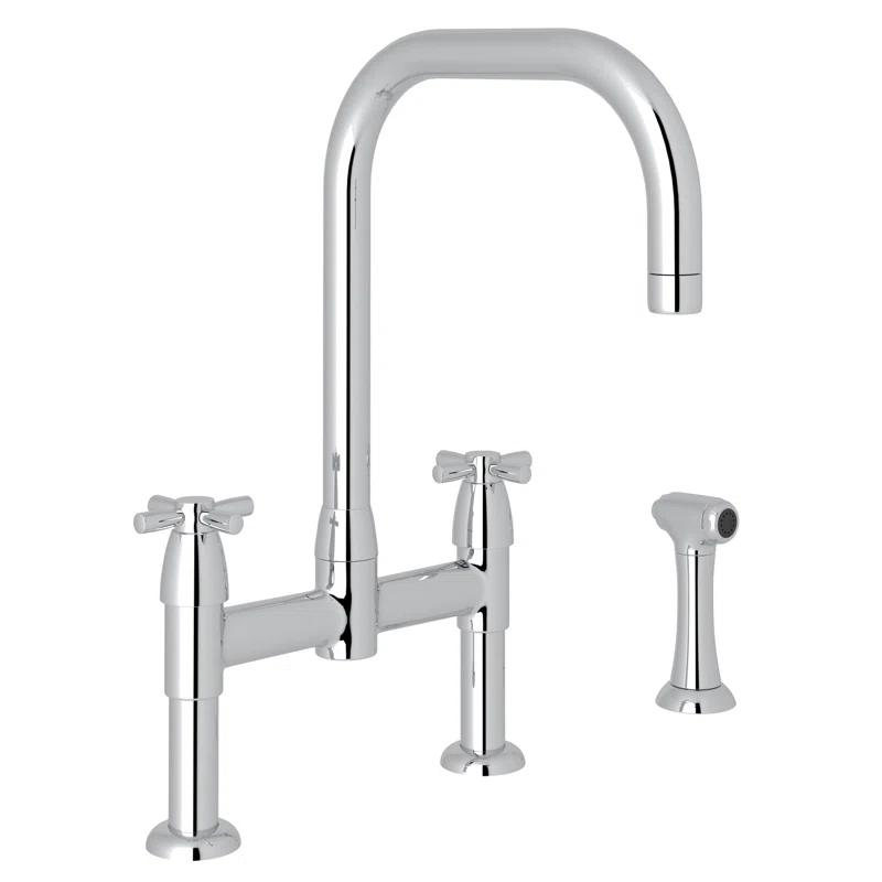 Perrin & Rowe U.4278X-APC-2 Holborn Bridge Kitchen Faucet With U-Spout and Side Spray