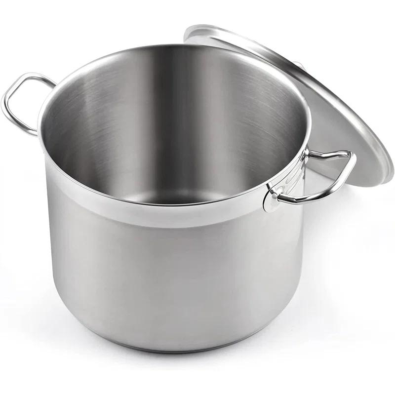 Extra Large Stainless Steel Stock Pot with Lid, Silver