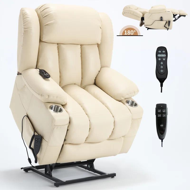 iYofe Dual Motor Lift Recliner Chair, Large Electric Chair Elderly, 8-Point Vibration Massage & Lumbar Heating, Up To 350 LBS, Cup Holders, Infinite Position