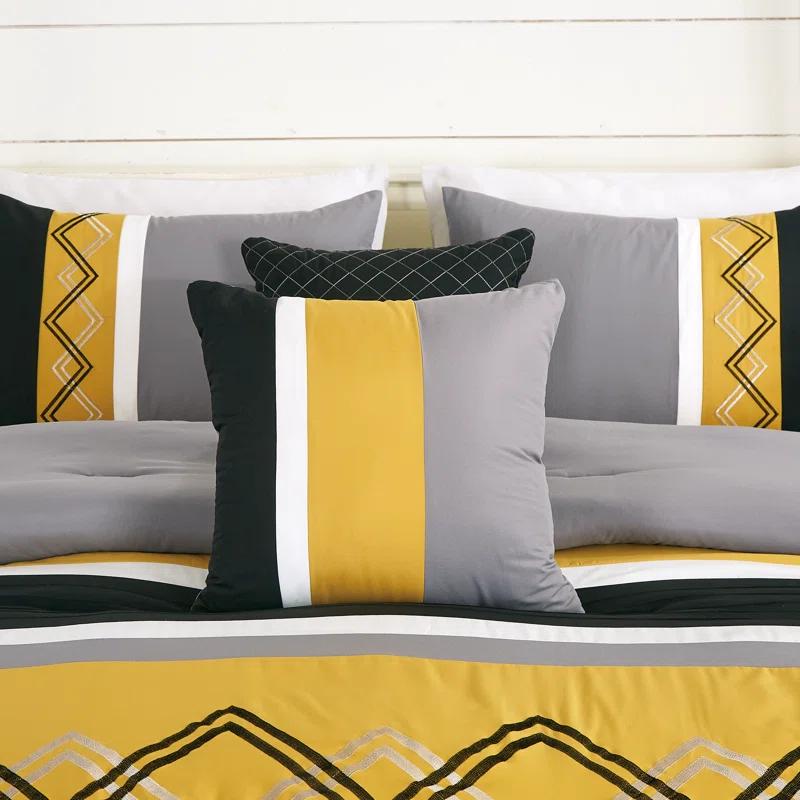 Chezmoi Collection Microfiber Modern & Contemporary 7 Piece Comforter Set