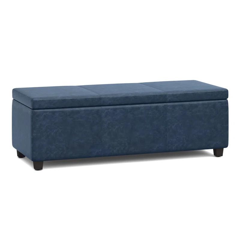 Simpli Home Avalon 48"W Upholstered Storage Ottoman Bench with Large Interior Storage