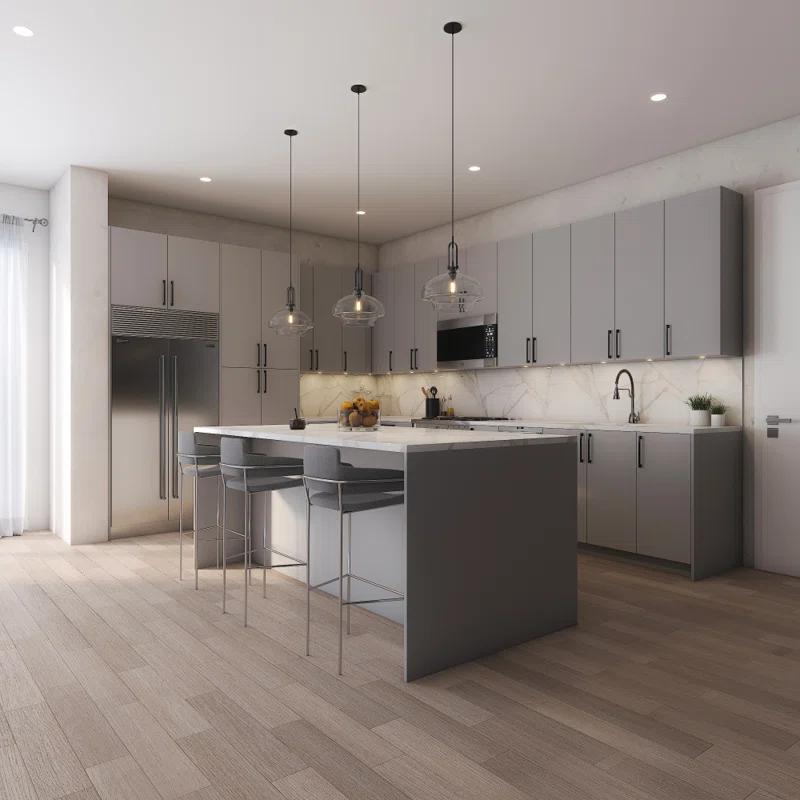 Cambridge Ready to assemble Matte Gray Base Kitchen Cabinet, 3 Drawer