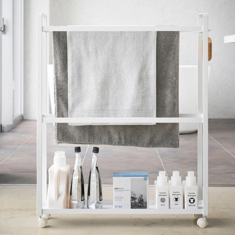 Yamazaki Home Tower Yamazaki Home Towel Rack And Bath Cart, Rolling Bathroom Storage Organizer 4292