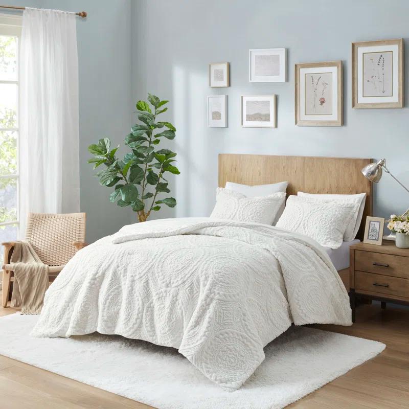 Madison Park Arya Embroidered Medallion Faux Fur Ultra Plush Comforter Set