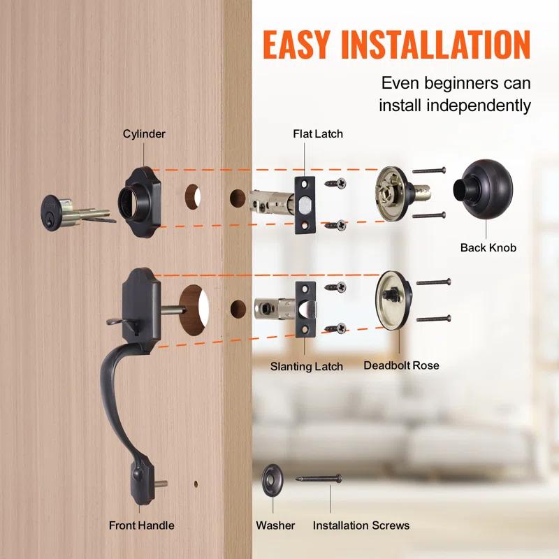 Front Door Handle and Deadbolt Set