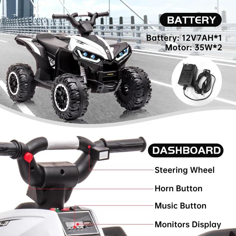Hetoy 12V Battery Powered Electric Four-Wheeler With Music