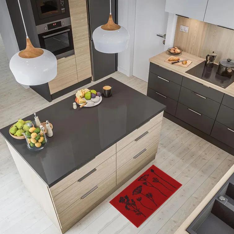 Evideco Wildflowers Non Skid Kitchen Mats Runner & Comfort Mat (2 Pieces) (Set of 2)