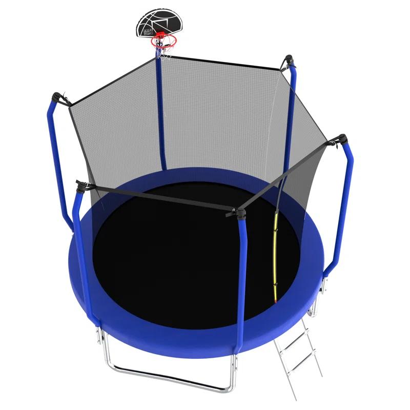 wendeway 10FT Trampoline With Basketball Hoop,  ASTM Approved Reinforced Type Outdoor Trampoline With Enclosure Net