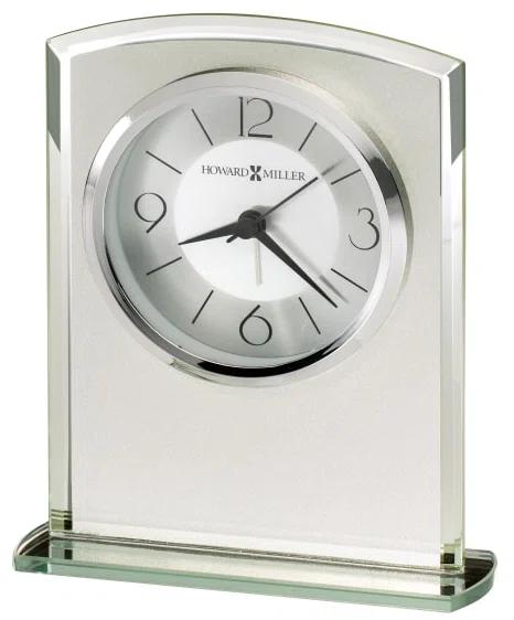Glamour Modern & Contemporary Analog Silver Quartz Movement / Crystal Tabletop Clock with Alarm in Glass