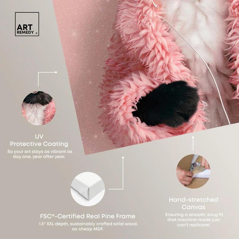 Art Remedy Glam Cat Headphones Canvas Cute Cat Art Prints by Art Remedy