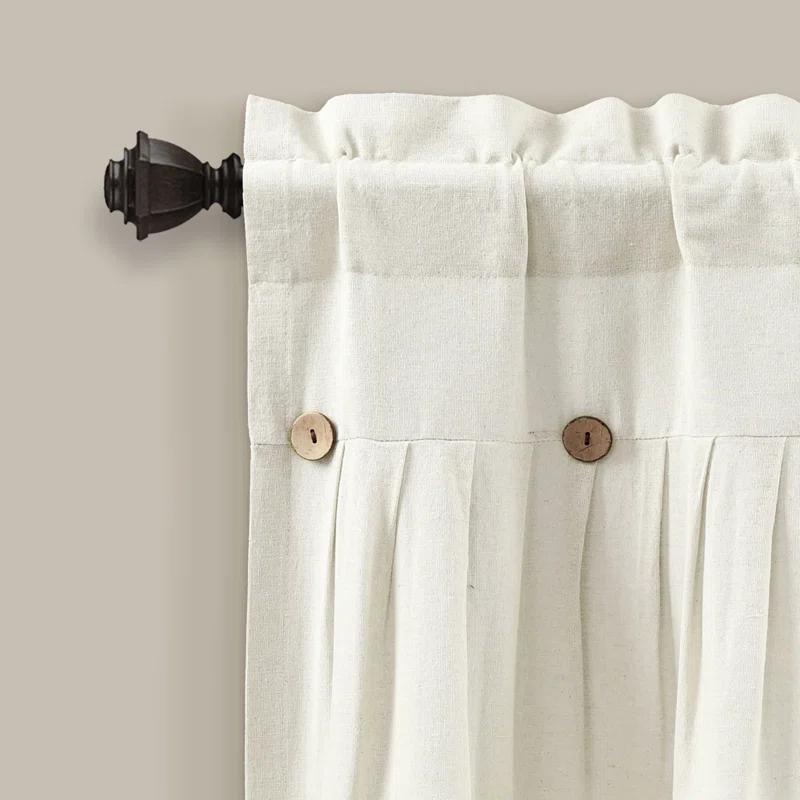 Lush Decor Linen Button Cotton Blend Tailored Window Valance