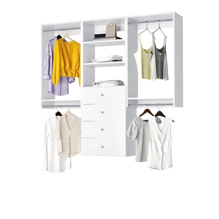 Modular Closets Modular Closets Closet System Walk-In Sets, 2 Double Hanging Unit with 4 Drawer Shelf Tower