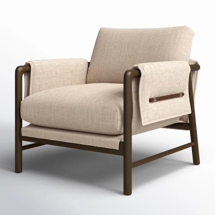 Beige Parawood Frame Stationary Armchair