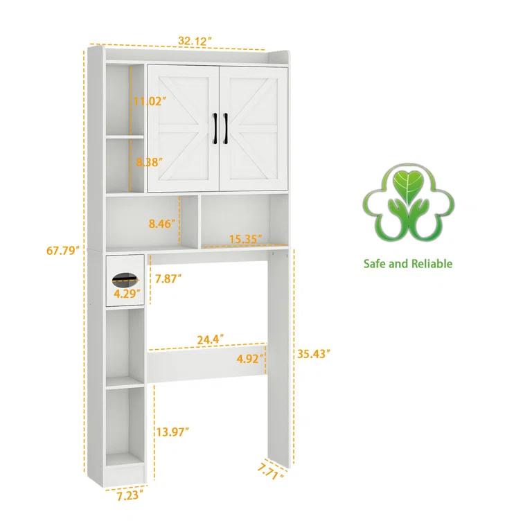 Gracie Oaks Farmhouse Storage Cabinet Over Toilet With 2 Barn Door