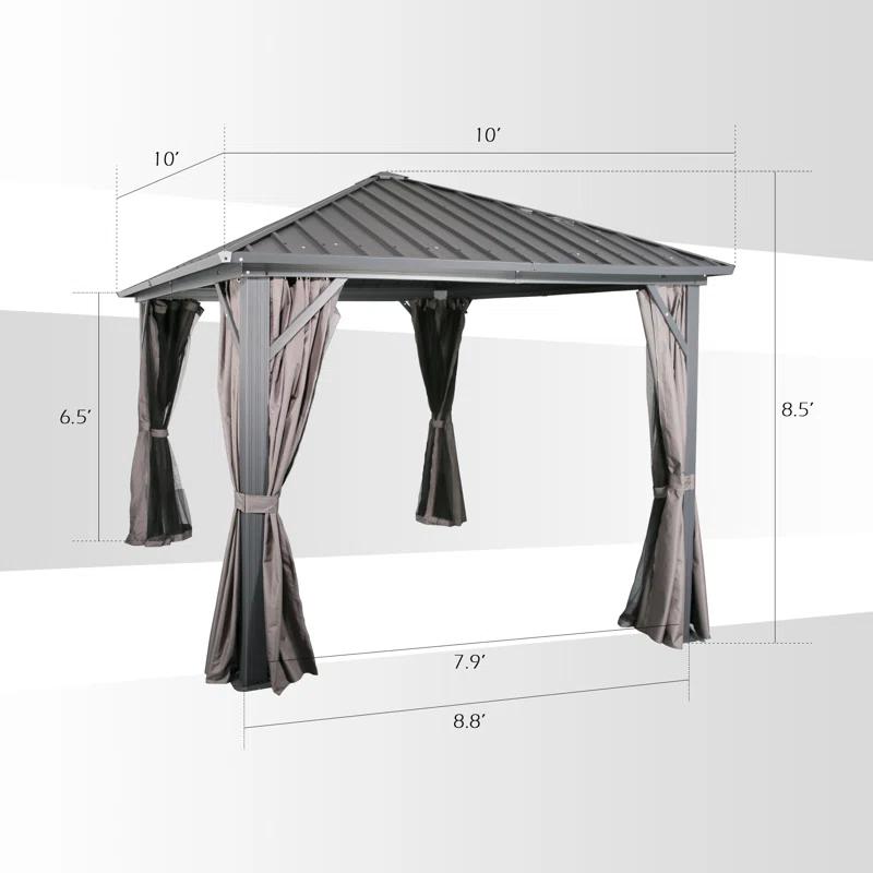 Peak Home Furnishings Hardtop 10 Ft. W x 10 Ft. D Aluminum Patio Gazebo