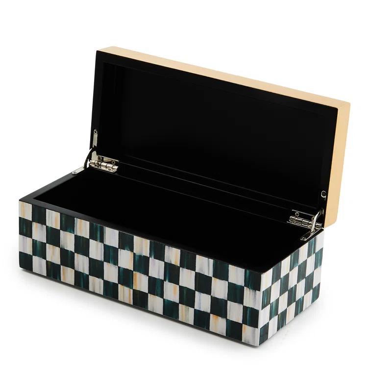 MacKenzie-Childs Courtly Check Large Lacquer Decorative Box With Hinged Lid