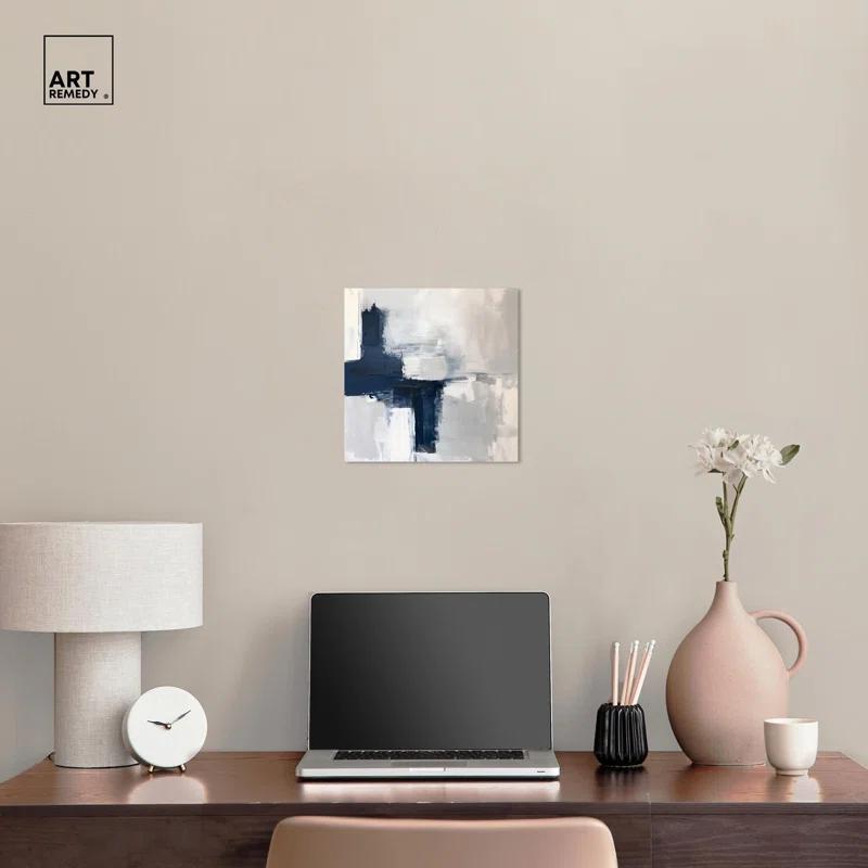 Art Remedy Tides of Indigo Canvas Neutral Abstracts by Art Remedy