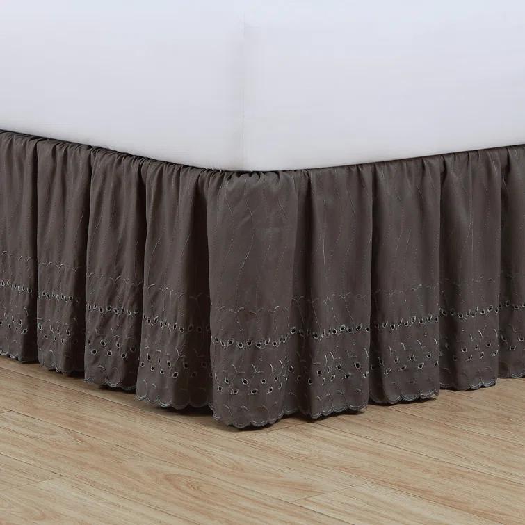 Fresh Ideas Fresh Ideas Ruffled Eyelet Bed Skirt, 14" Drop Length