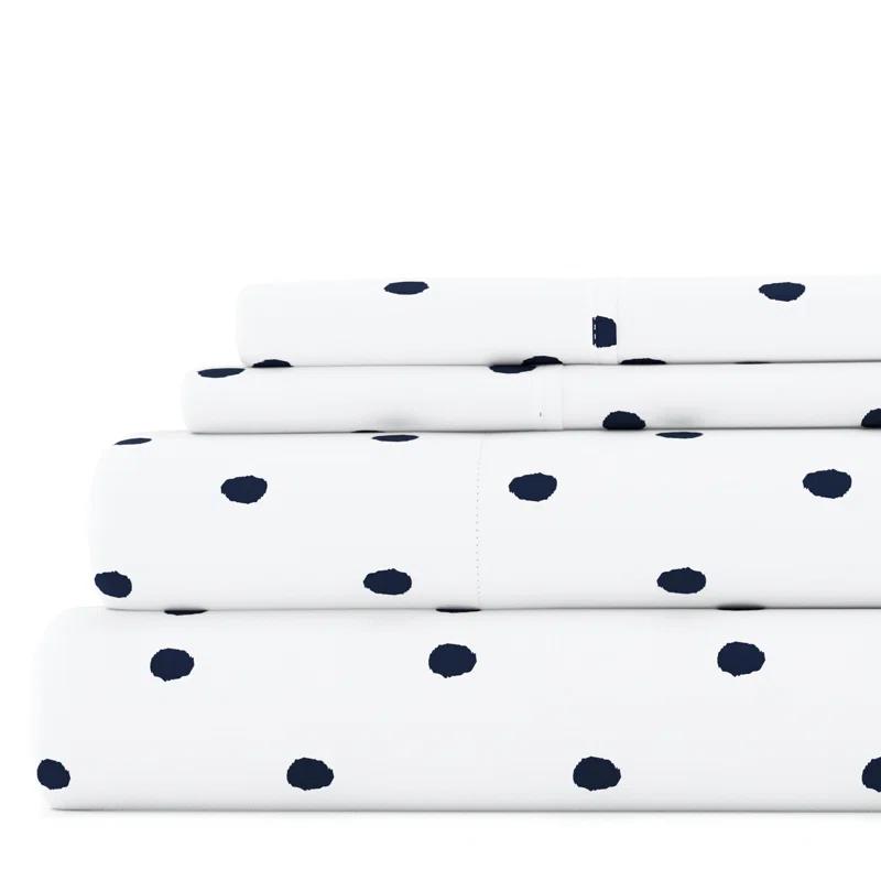 IEnjoy Home Polka Dots Navy & White Pattern Sheet Set