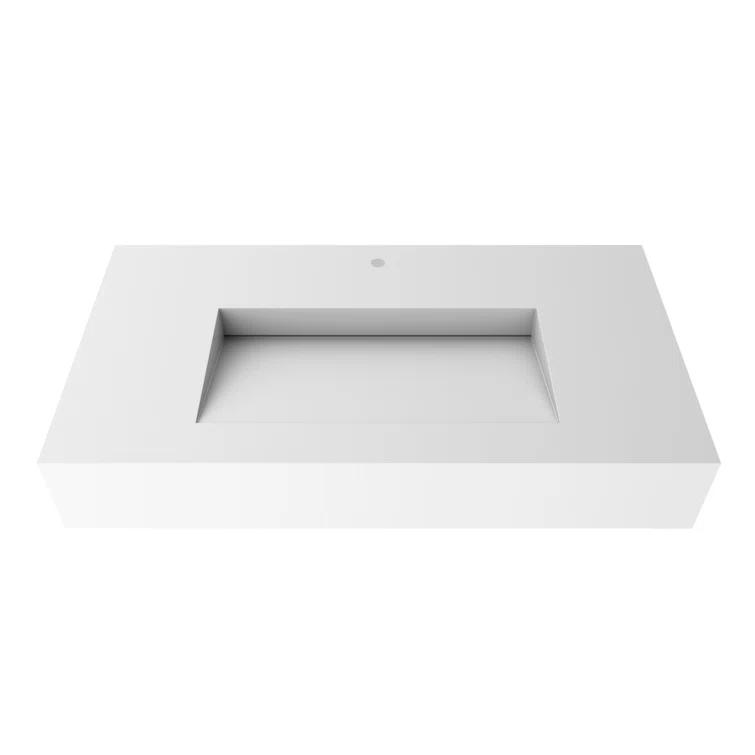 CastelloUSA Pyramid 36" Rectangular Wall Mount Solid Surface Bathroom Sink CB-GM-2053