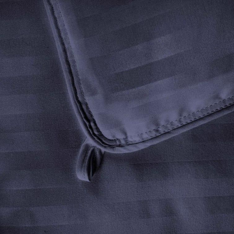 Superior Striped Reversible Box-Quilt Brushed Microfiber Medium Weight Down Alternative Comforter