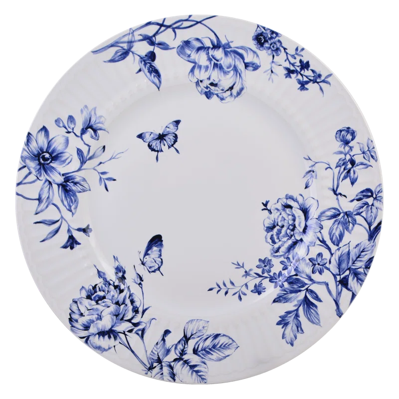 222 Fifth 222 Fifth Cassian Embossed Toile Blue Porcelain Dinnerware Set - Service For 4 (Set of 12)