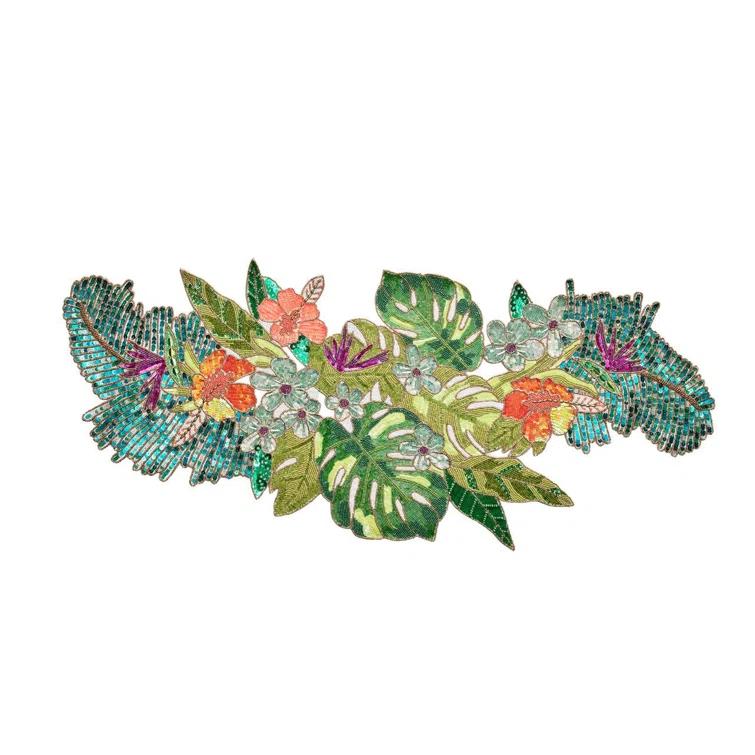 Tropical Multicolor Beaded Cotton Table Runner