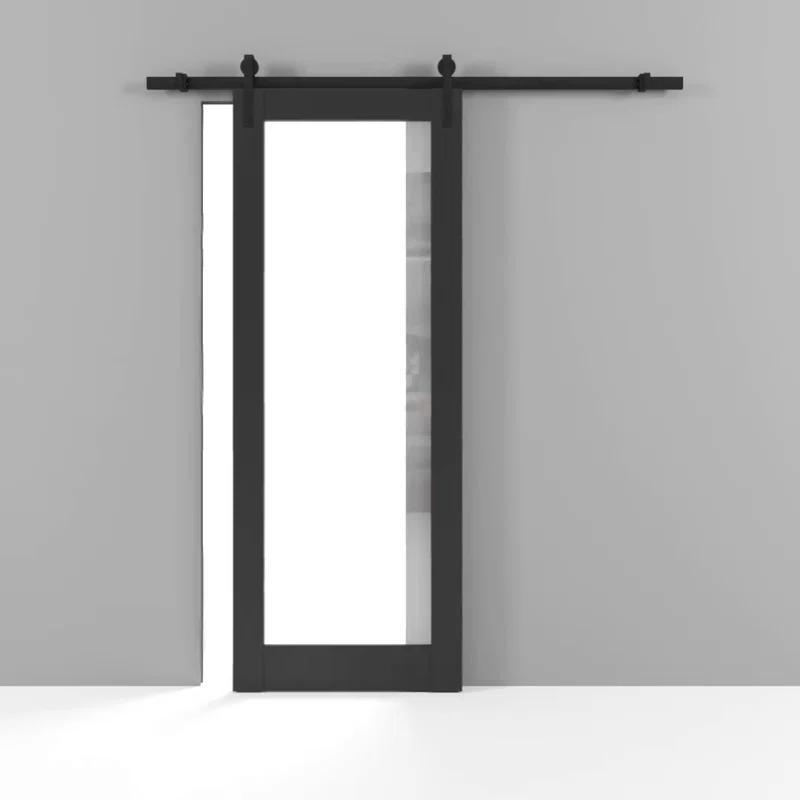 SARTODOORS Lucia Clear Glass Paneled Wood Barn Door
