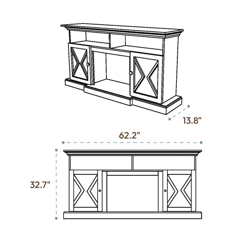 Cambridge Cambridge Summit 62-In. Farmhouse Fireplace TV Stand with Crystal Rocks Display