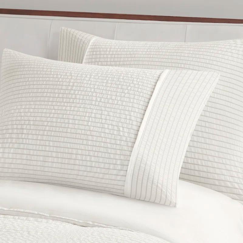 Beautyrest Apollo 3 Piece Striped Seersucker Oversized Comforter Set
