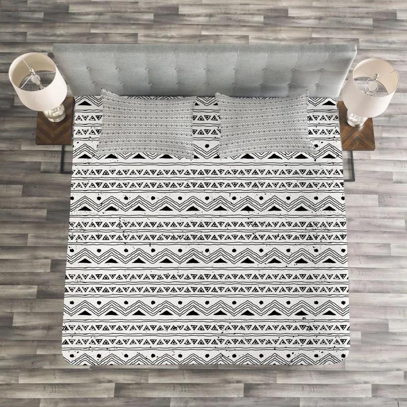 Ambesonne Rustic Geometric Shapes Coverlet Set